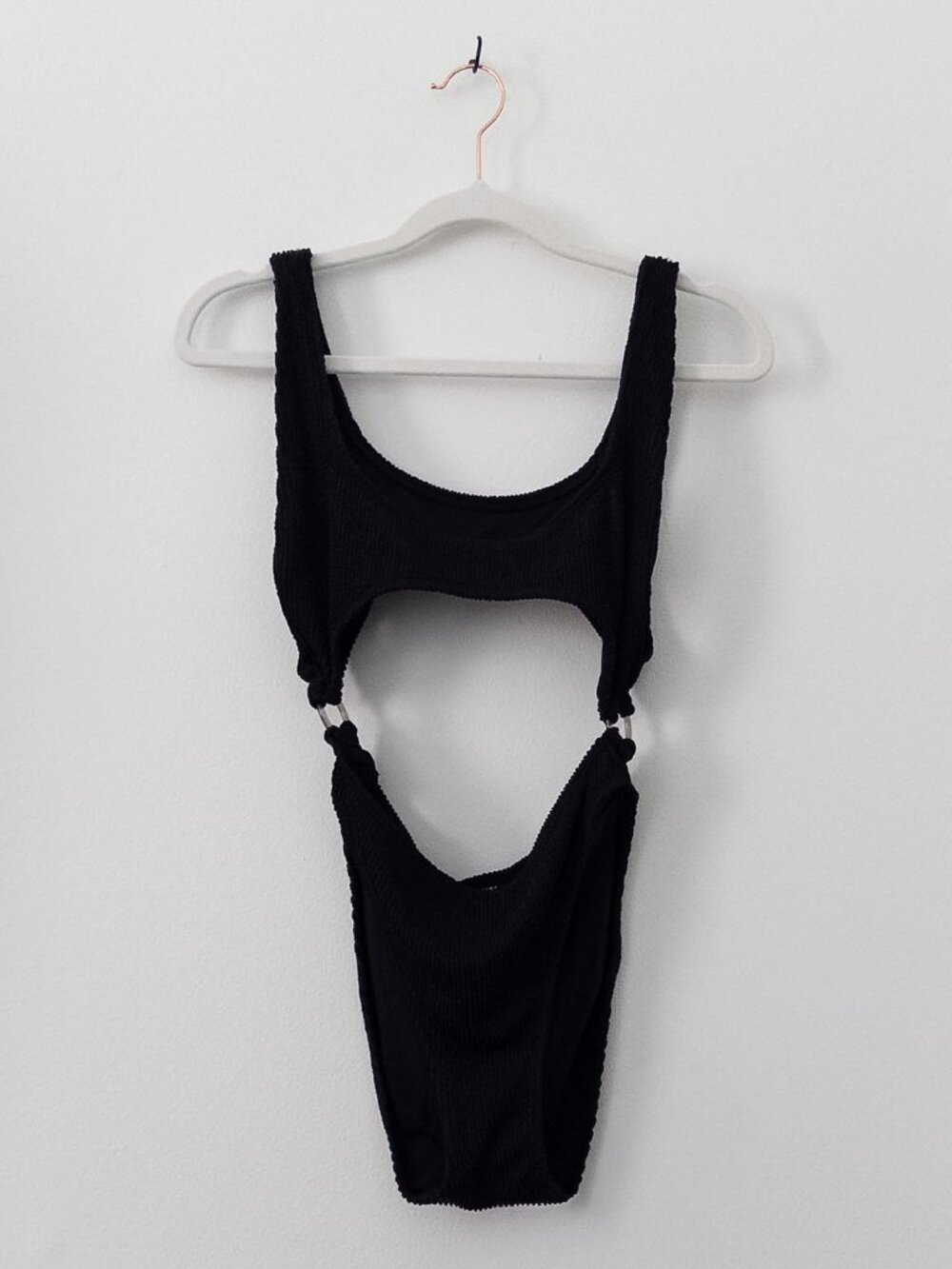 Good American Womens Always Fits Monokini Cutout Swimsuit Black - Size S/M